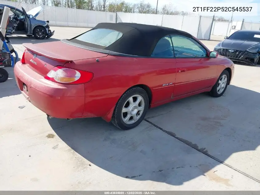 2T1FF22P52C545537 2002 Toyota Camry Solara Sle V6