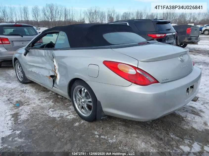 4T1FA38P34U026841 2004 Toyota Camry Solara Se/Sle