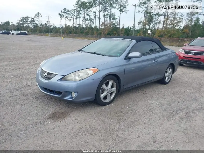 4T1FA38P46U078756 2006 Toyota Camry Solara Sle