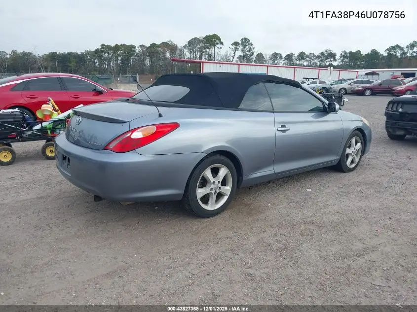 4T1FA38P46U078756 2006 Toyota Camry Solara Sle