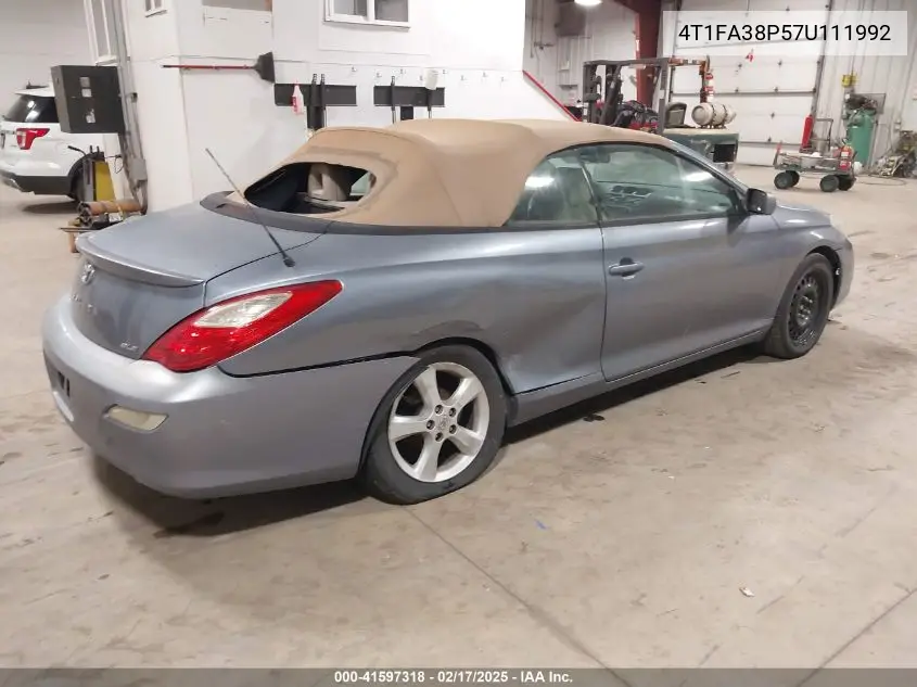 2007 Toyota Camry Solara Sle VIN: 4T1FA38P57U111992 Lot: 41597318