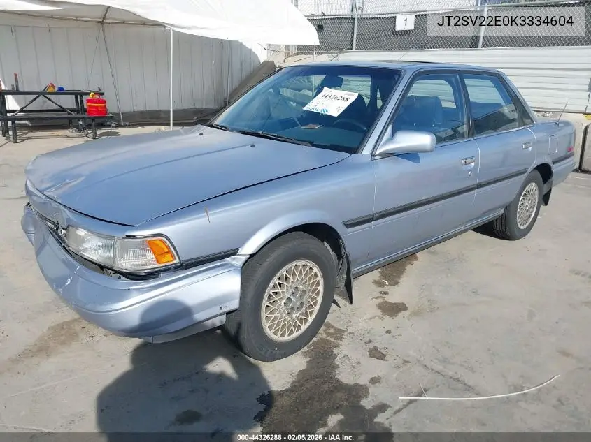 1989 Toyota Camry Le VIN: JT2SV22E0K3334604 Lot: 44326288
