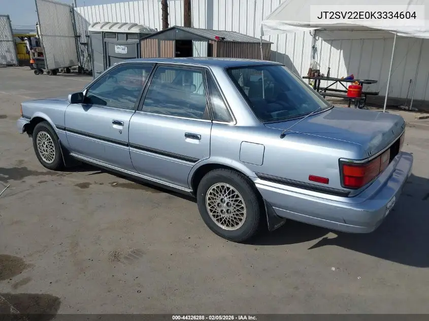 1989 Toyota Camry Le VIN: JT2SV22E0K3334604 Lot: 44326288