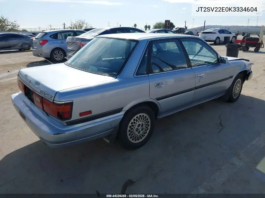 1989 Toyota Camry Le VIN: JT2SV22E0K3334604 Lot: 44326288