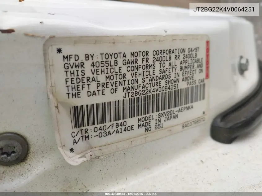 JT2BG22K4V0064251 1997 Toyota Camry Le