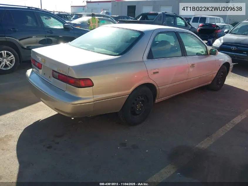 4T1BG22K2WU209638 1998 Toyota Camry Le