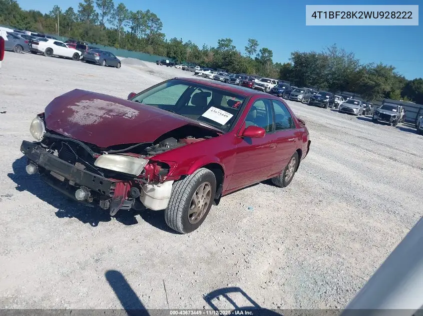 4T1BF28K2WU928222 1998 Toyota Camry Xle V6
