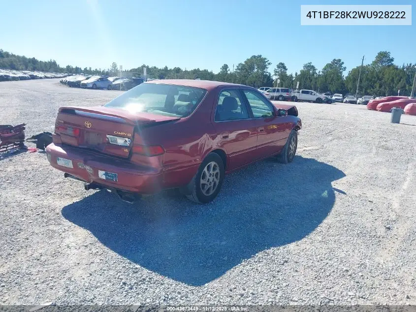 4T1BF28K2WU928222 1998 Toyota Camry Xle V6