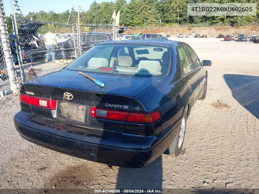 1999 Toyota Camry Ce/Le/Xle VIN: 4T1BG22K0XU602605 Lot: 40246098