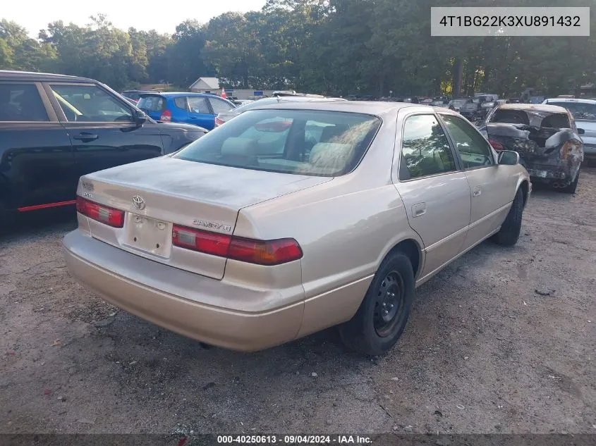 1999 Toyota Camry Le VIN: 4T1BG22K3XU891432 Lot: 40250613