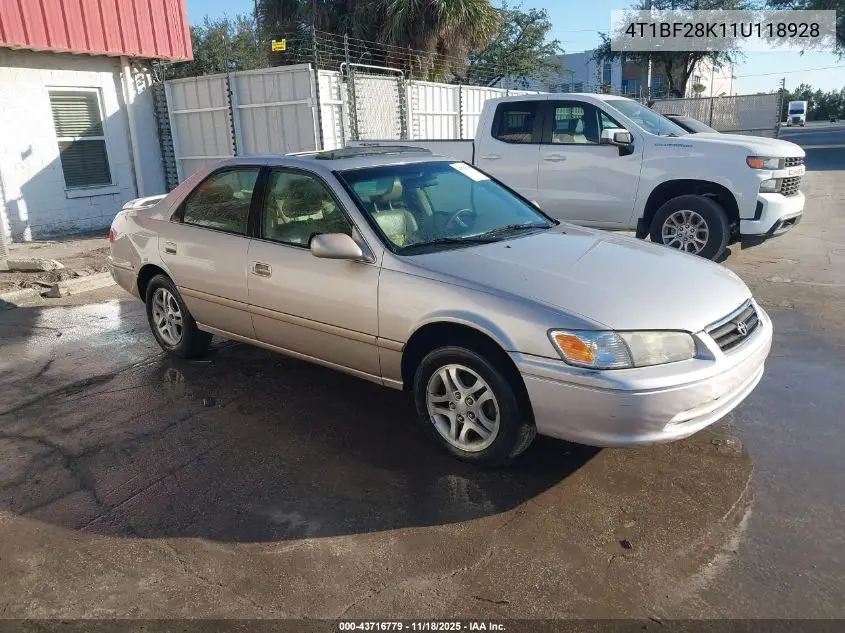 4T1BF28K11U118928 2001 Toyota Camry Le V6