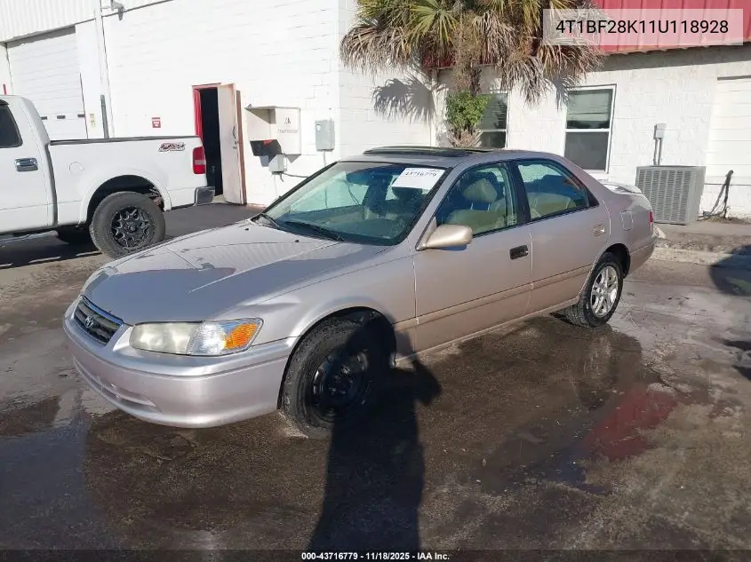 4T1BF28K11U118928 2001 Toyota Camry Le V6