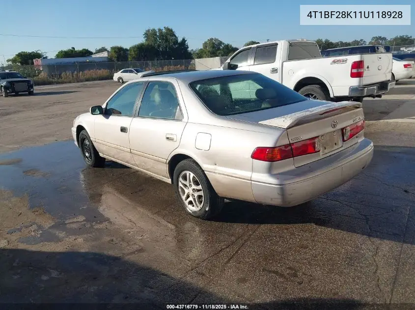 4T1BF28K11U118928 2001 Toyota Camry Le V6