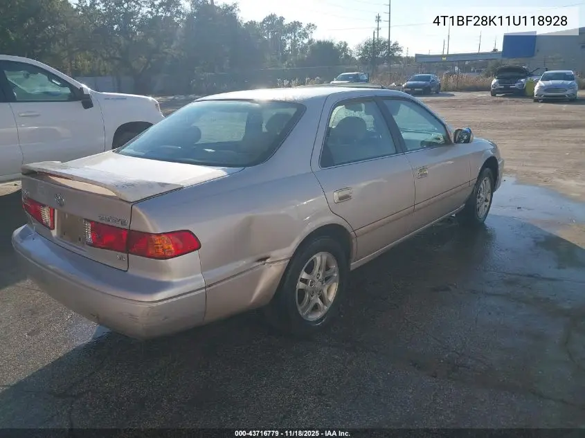 4T1BF28K11U118928 2001 Toyota Camry Le V6