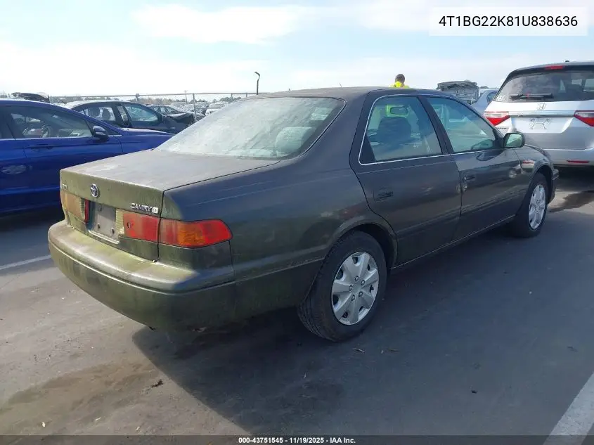4T1BG22K81U838636 2001 Toyota Camry Ce