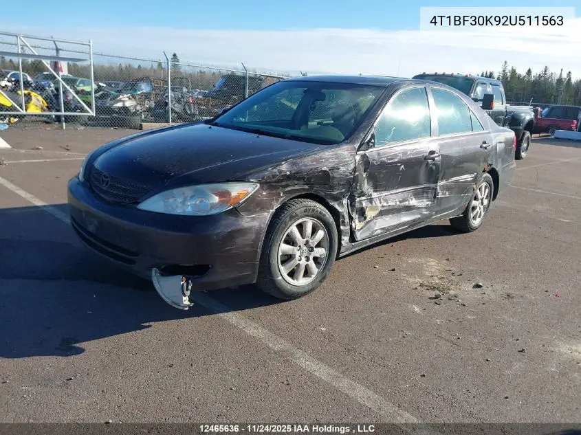 4T1BF30K92U511563 2002 Toyota Camry Xle V6