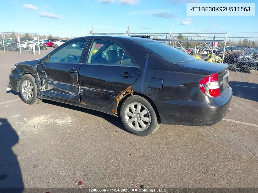 4T1BF30K92U511563 2002 Toyota Camry Xle V6