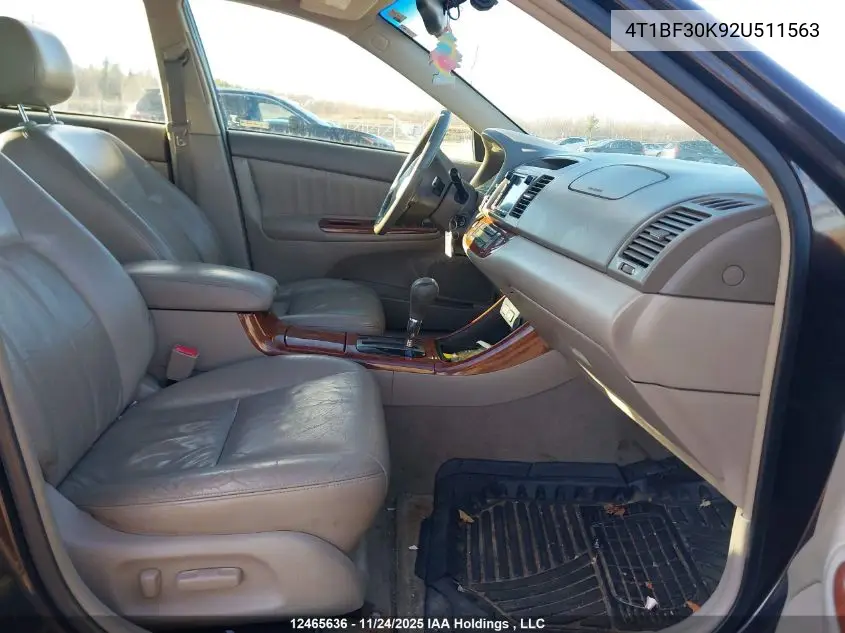4T1BF30K92U511563 2002 Toyota Camry Xle V6