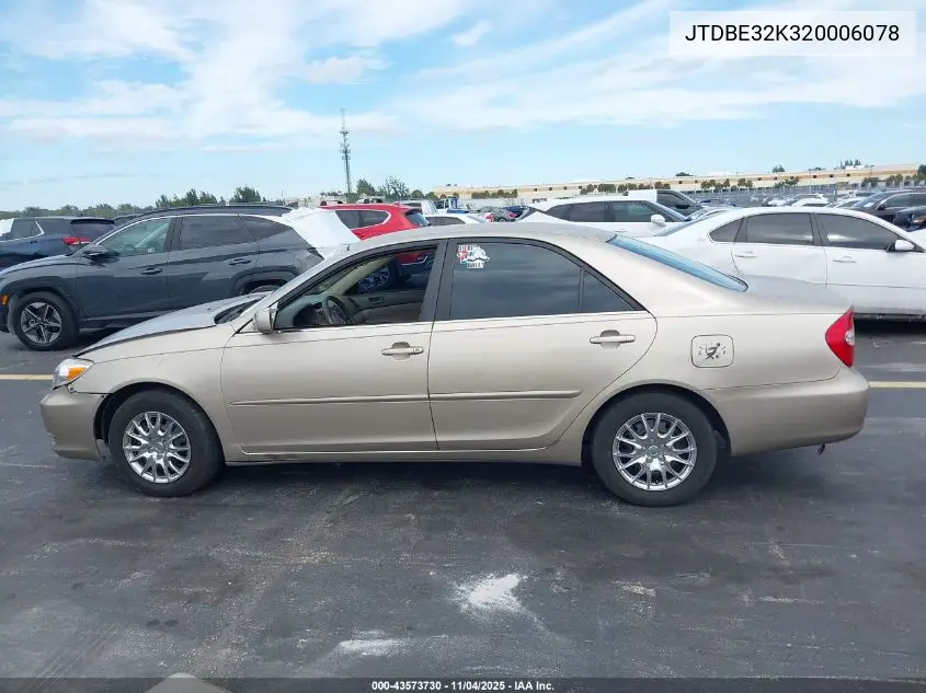JTDBE32K320006078 2002 Toyota Camry Le/Xle
