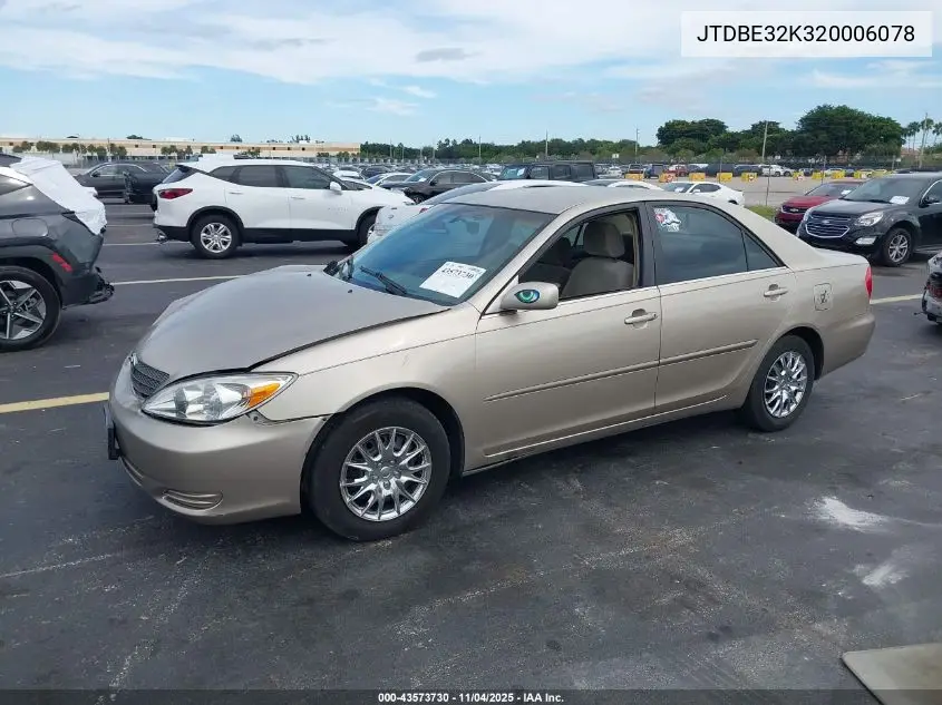 JTDBE32K320006078 2002 Toyota Camry Le/Xle
