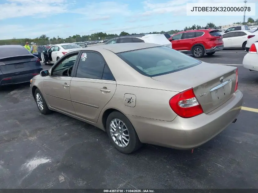 JTDBE32K320006078 2002 Toyota Camry Le/Xle