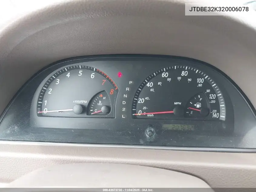 JTDBE32K320006078 2002 Toyota Camry Le/Xle