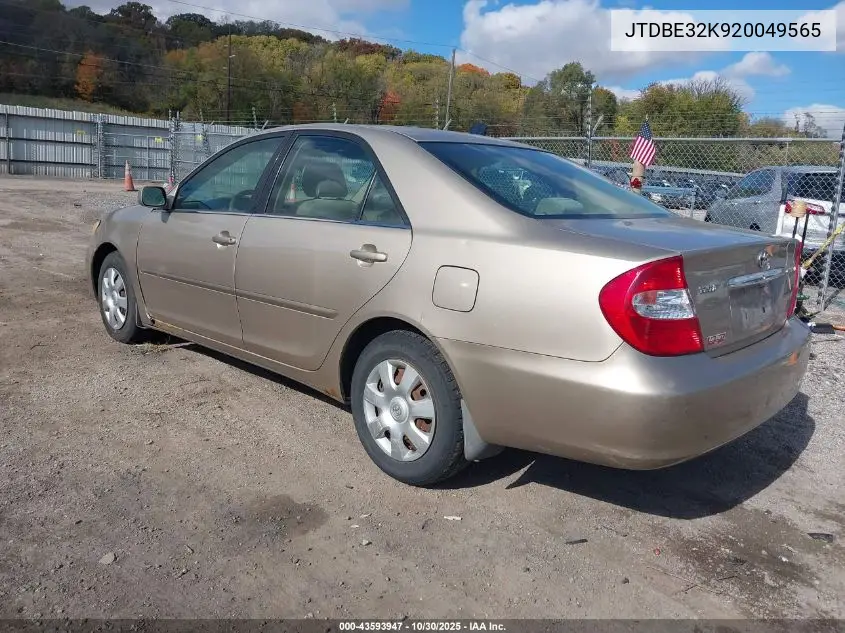 JTDBE32K920049565 2002 Toyota Camry Le