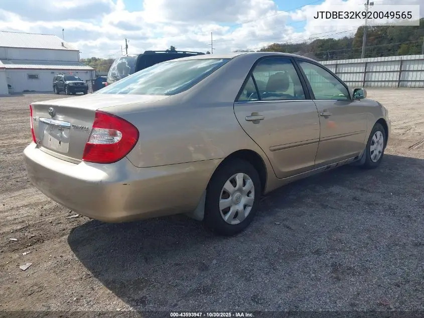 JTDBE32K920049565 2002 Toyota Camry Le