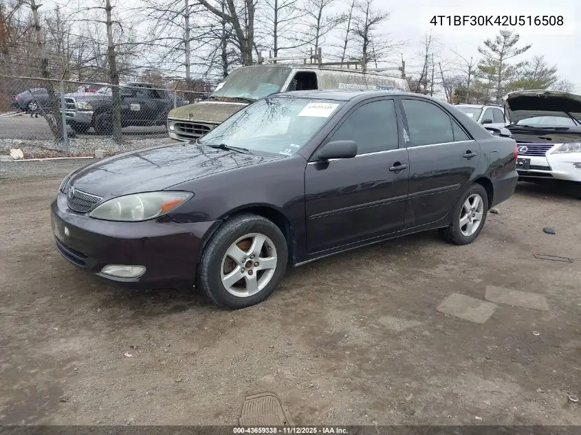 4T1BF30K42U516508 2002 Toyota Camry Se V6