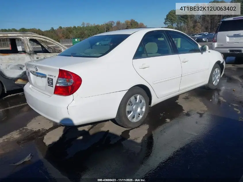 4T1BE32K12U063402 2002 Toyota Camry Le