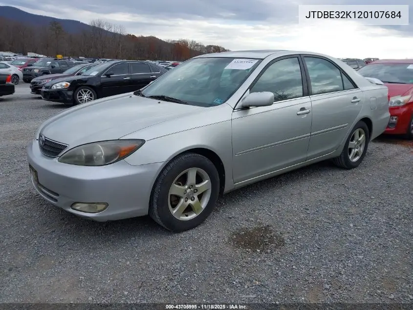 JTDBE32K120107684 2002 Toyota Camry Se