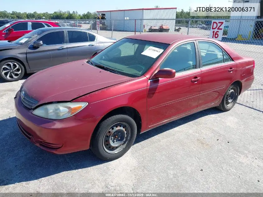JTDBE32K120006371 2002 Toyota Camry Le