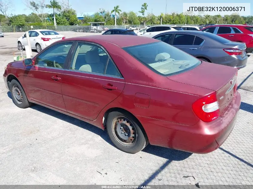 JTDBE32K120006371 2002 Toyota Camry Le