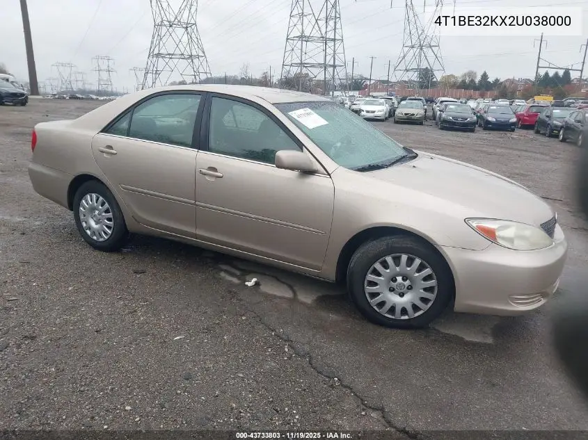 4T1BE32KX2U038000 2002 Toyota Camry Xle