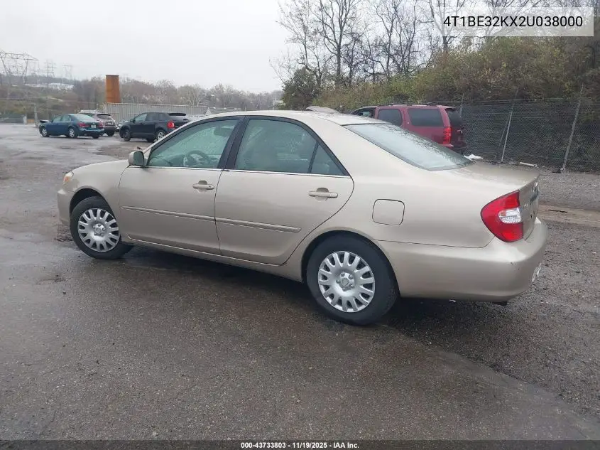 4T1BE32KX2U038000 2002 Toyota Camry Xle