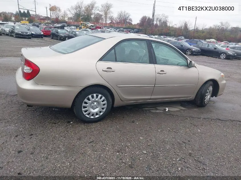 4T1BE32KX2U038000 2002 Toyota Camry Xle