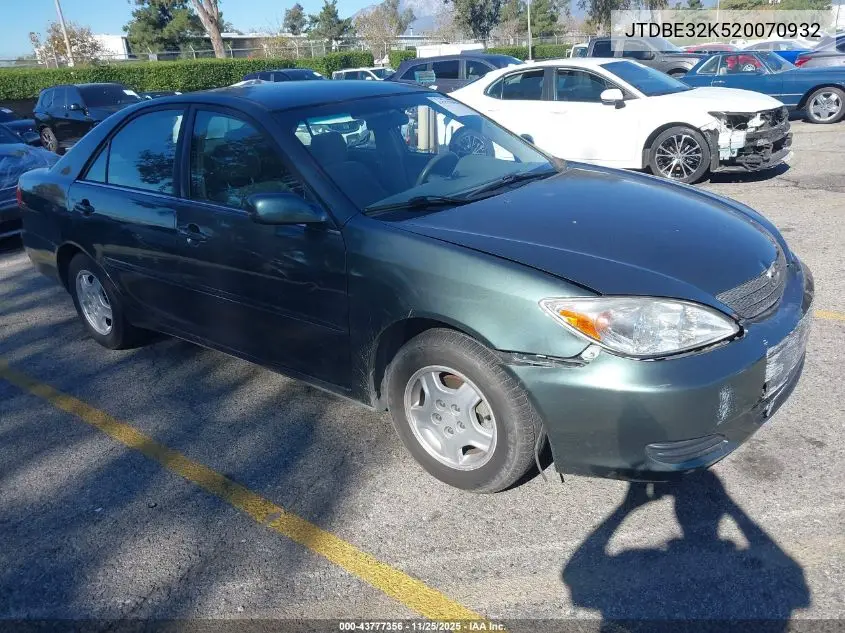 JTDBE32K520070932 2002 Toyota Camry Le