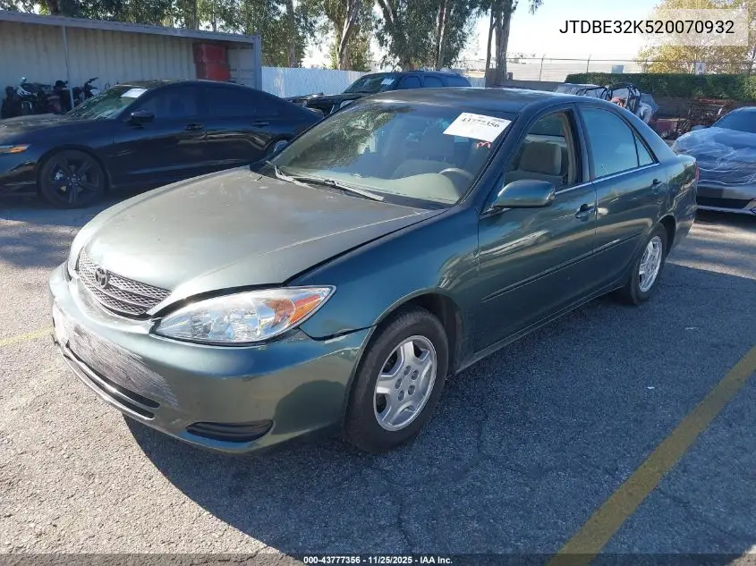 JTDBE32K520070932 2002 Toyota Camry Le