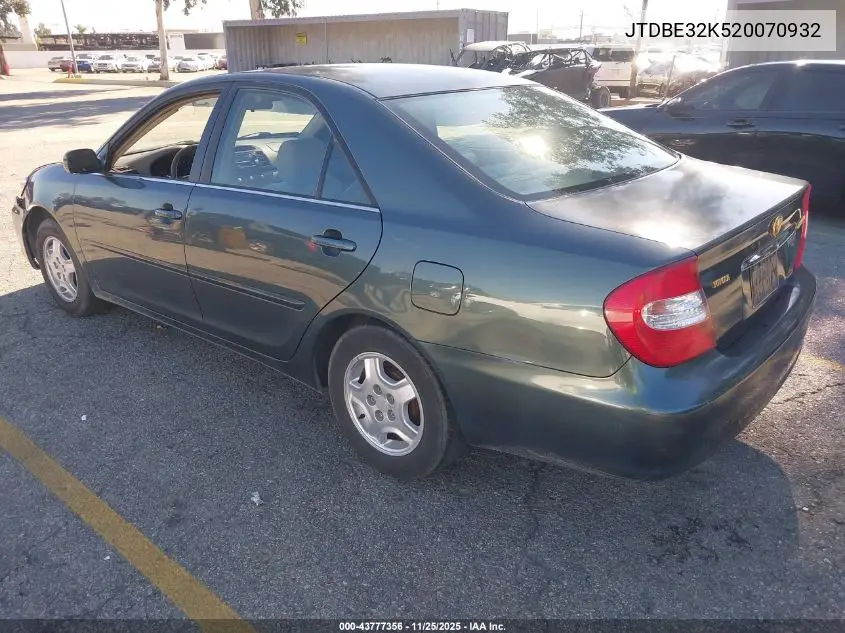 JTDBE32K520070932 2002 Toyota Camry Le