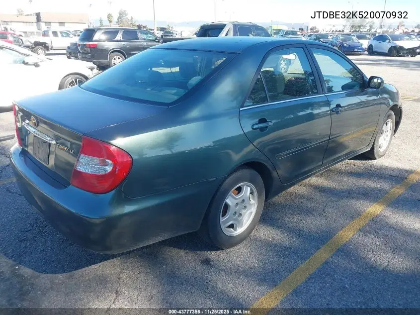 JTDBE32K520070932 2002 Toyota Camry Le