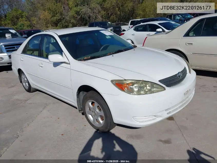JTDBE32K220126177 2002 Toyota Camry Le