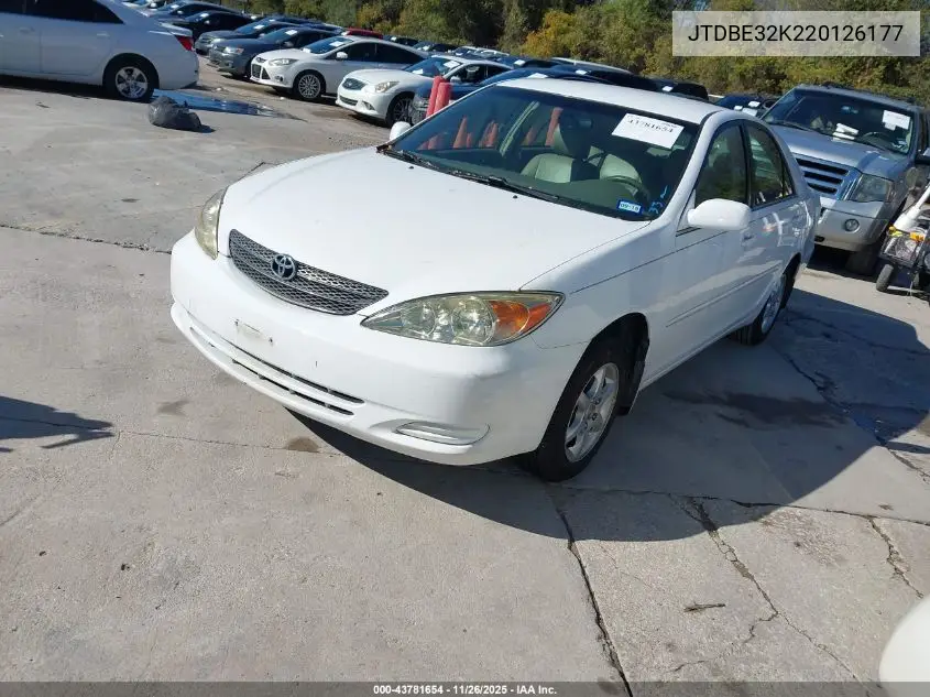 JTDBE32K220126177 2002 Toyota Camry Le