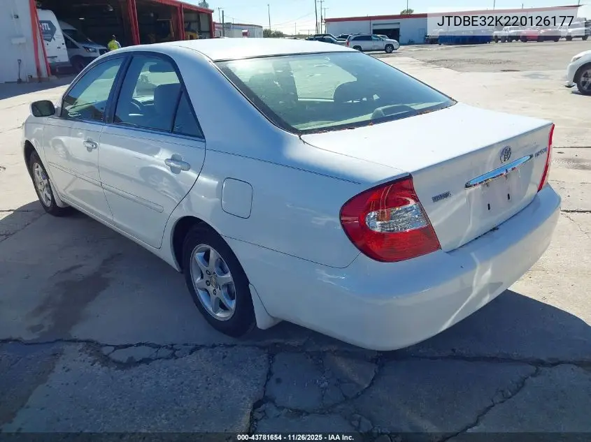 JTDBE32K220126177 2002 Toyota Camry Le