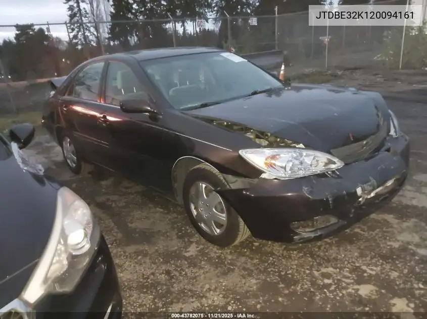 JTDBE32K120094161 2002 Toyota Camry Le