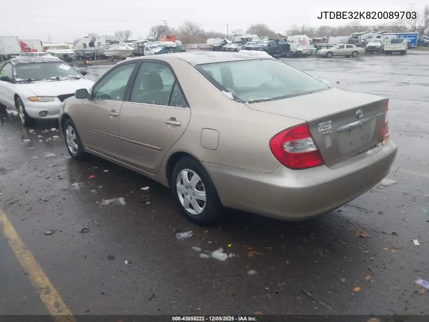 JTDBE32K820089703 2002 Toyota Camry Le