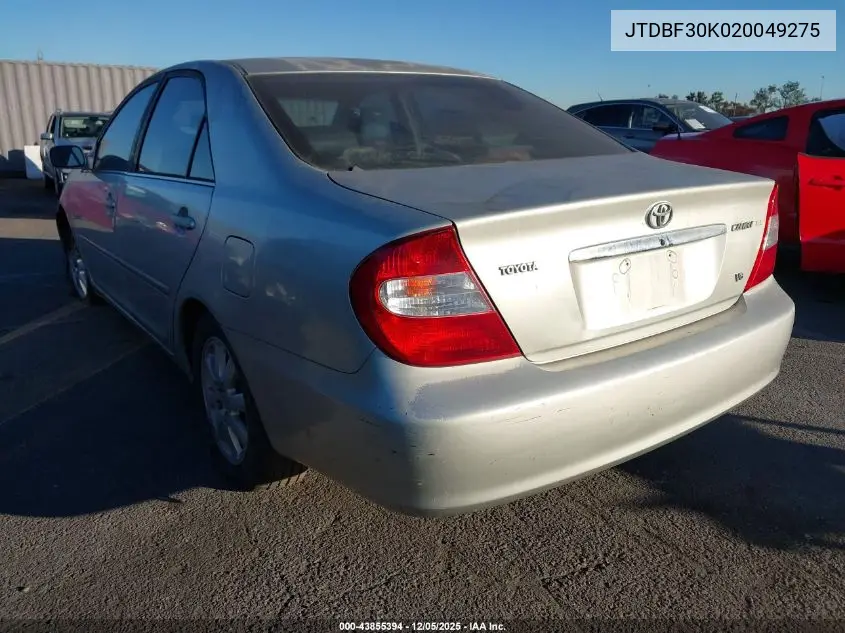JTDBF30K020049275 2002 Toyota Camry Xle V6
