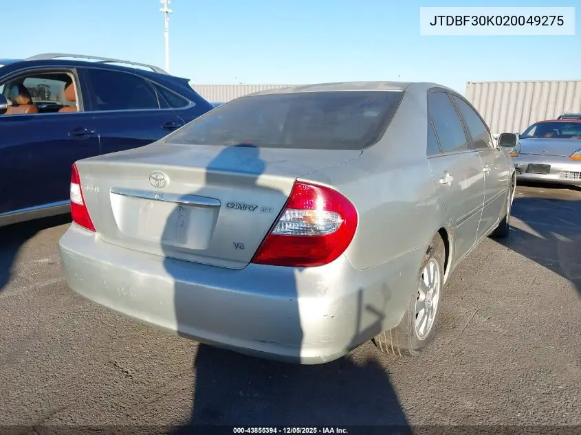 JTDBF30K020049275 2002 Toyota Camry Xle V6