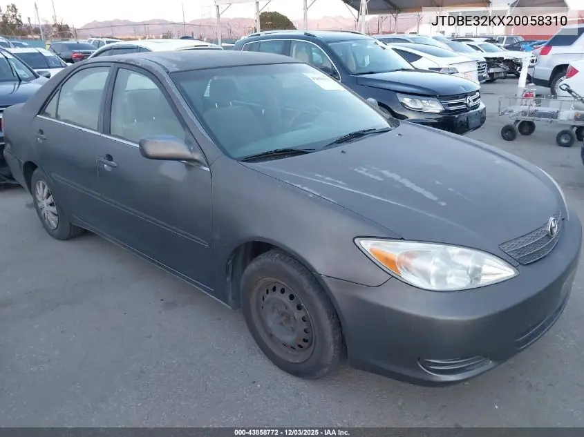 JTDBE32KX20058310 2002 Toyota Camry Le