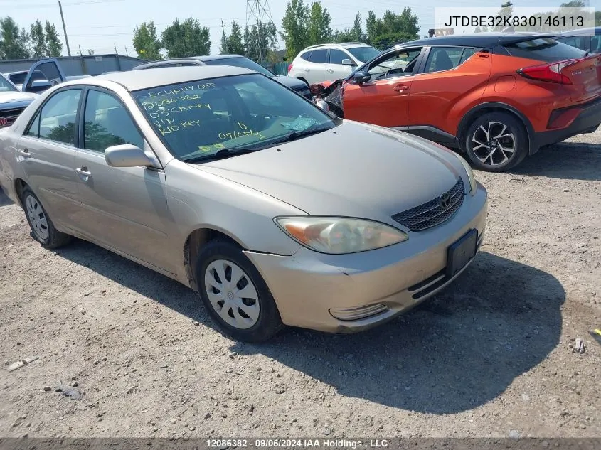 JTDBE32K830146113 2003 Toyota Camry Le/Xle