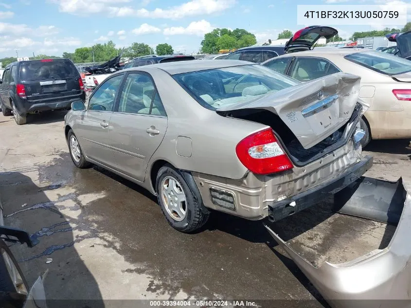 4T1BF32K13U050759 2003 Toyota Camry Le V6